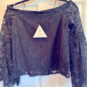 LOST + WANDER lace off the shoulder top